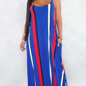 Summer Vibes Maxi Dress- Blue
